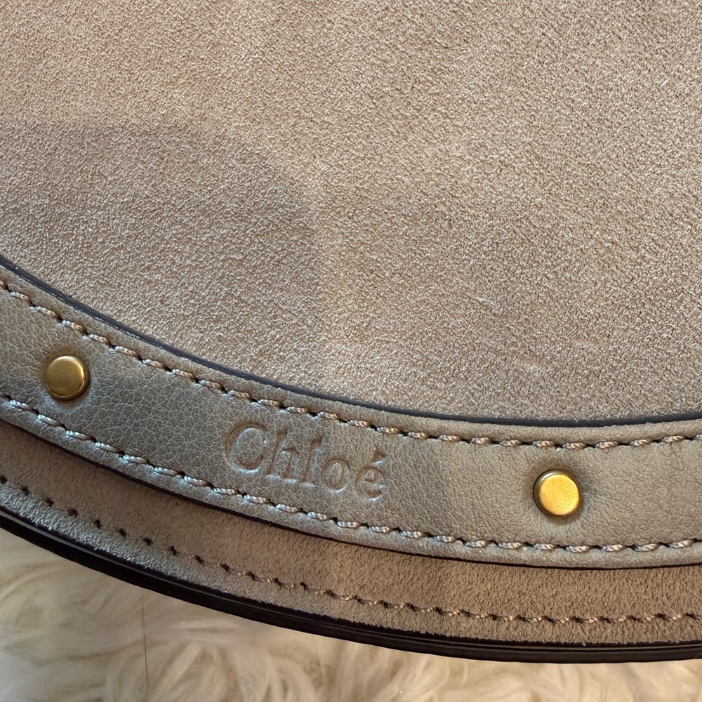 Auth Chloe Medium Pixie Suede/Leather Round Handb… - image 2